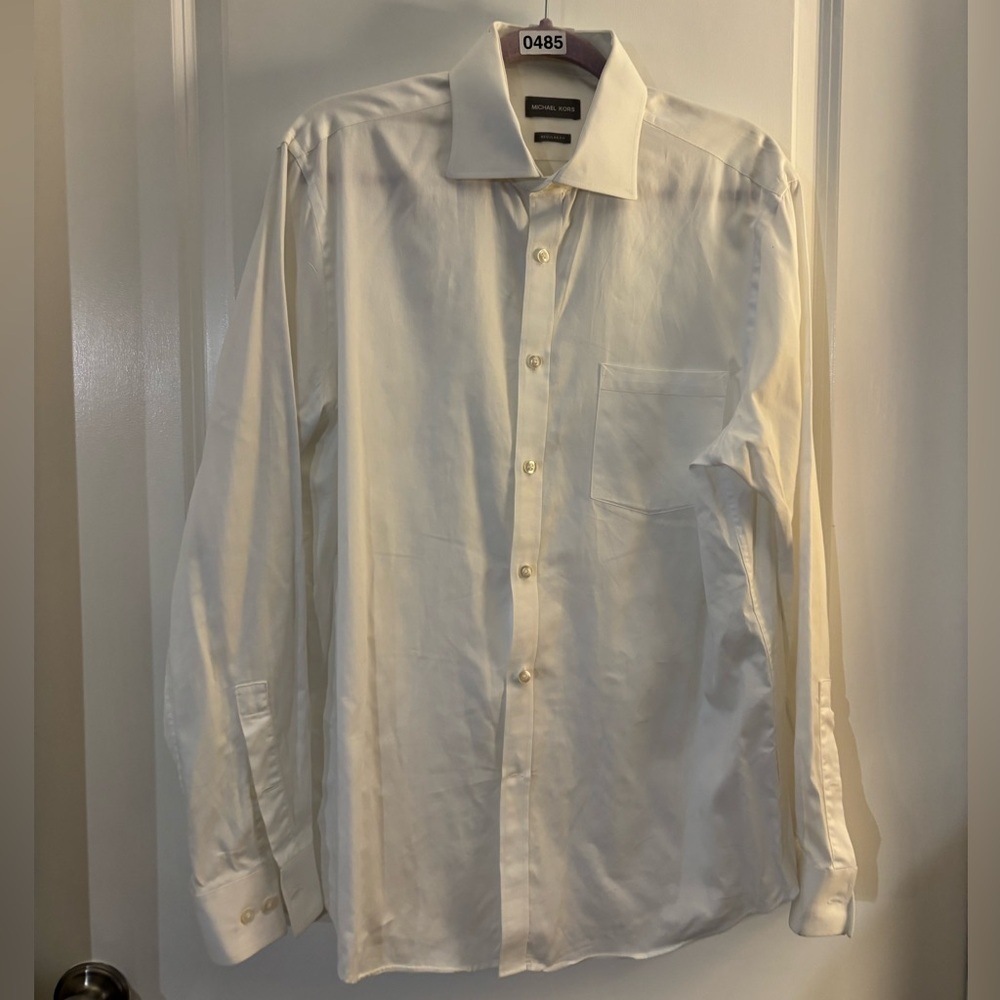 Men's Michael Kors White Dress Shirt Sz 16 1/2 Regular Fit